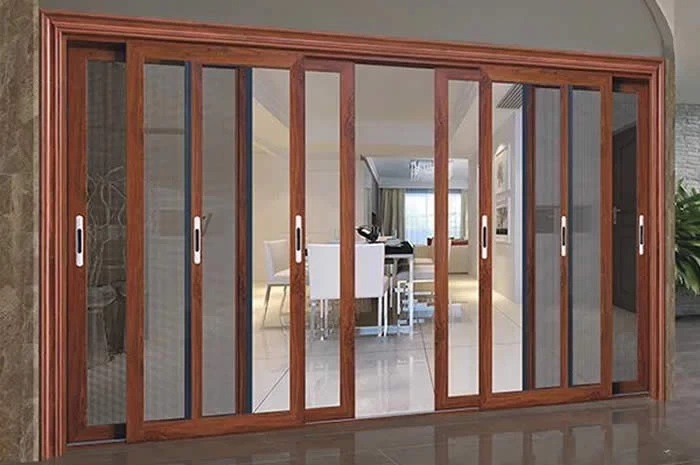 Cửa lưới chống muỗi dạng lùa LD 06 màu vân gỗ